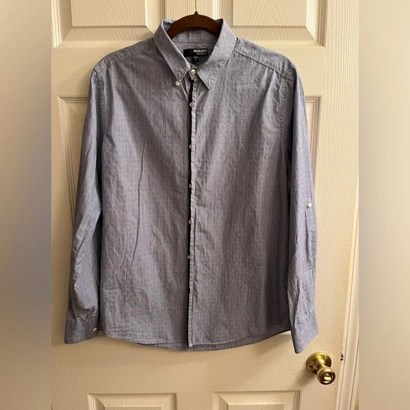 MURANO~LIQUID LUXURY~BLUE FITTED SHIRT~LG - Picture 1 of 8